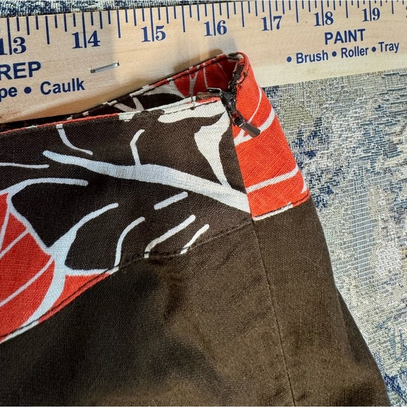 Bob Timberlake Linen Blend Floral Brown and Red Women's Full‎ Skirt Sz 8 EUC - Picture 9 of 9